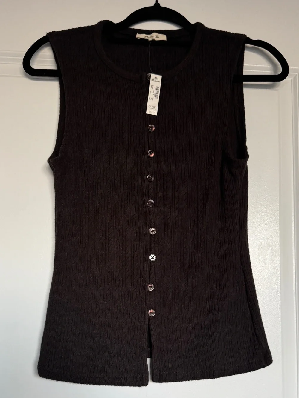 MADEWELL Women’s Pointelle Cutaway Vest Heather Molasses Size Small NY278 *NOTE* - Picture 5 of 10